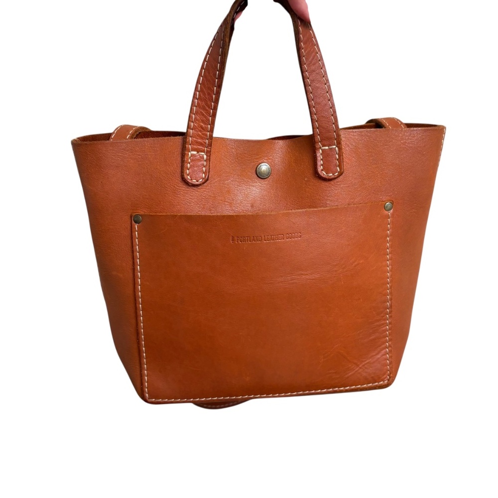 Portland leather brown mini market tote bag - Picture 10 of 12